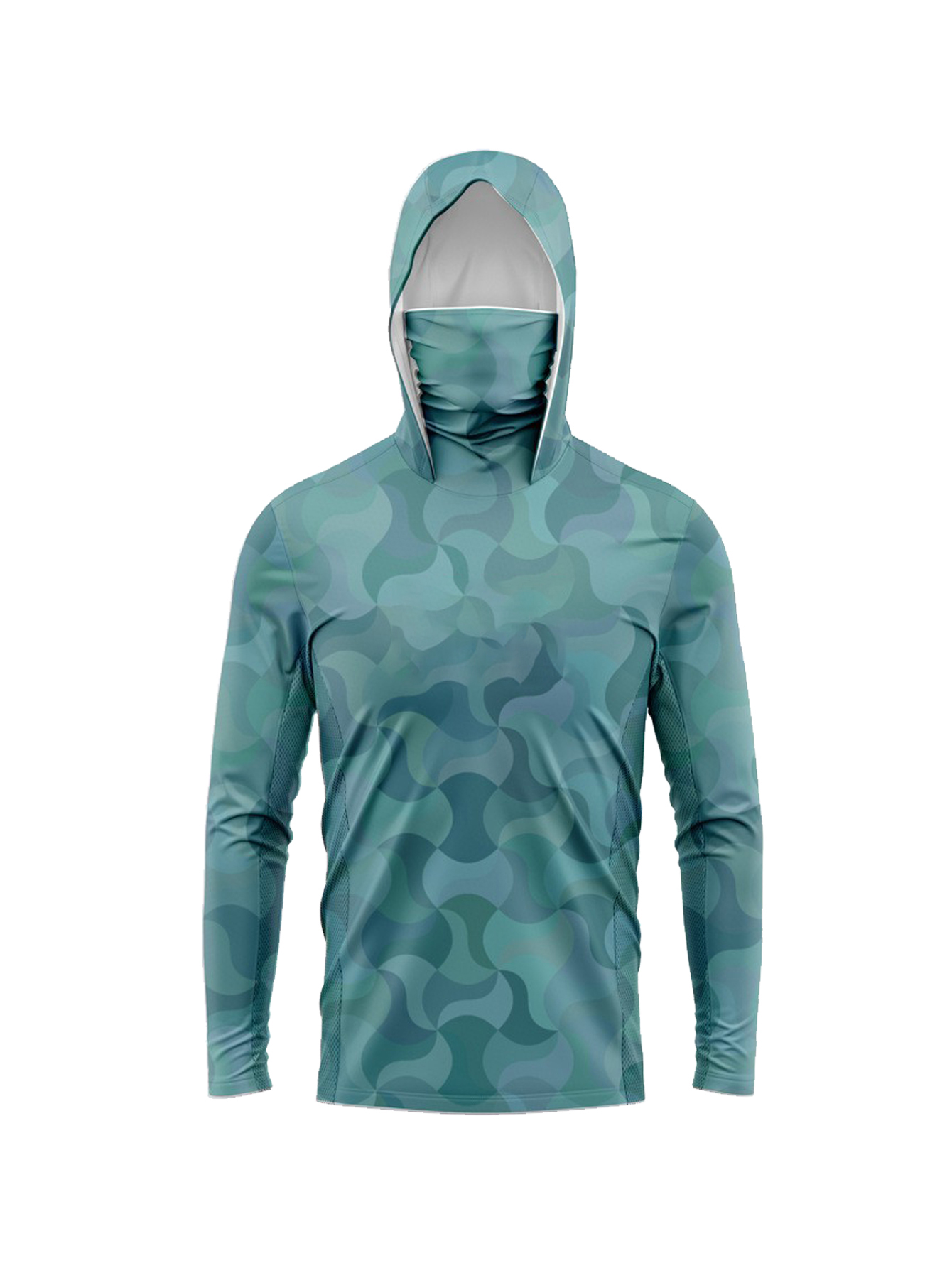 Dark Cyan Terrain Line Camo Me - Fishing Hoodie ulasan dan harga